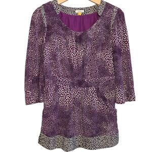 Leifsdottir Anthropologie Silk Leaves Pattern Blouse Sz 6 Career Work Wear